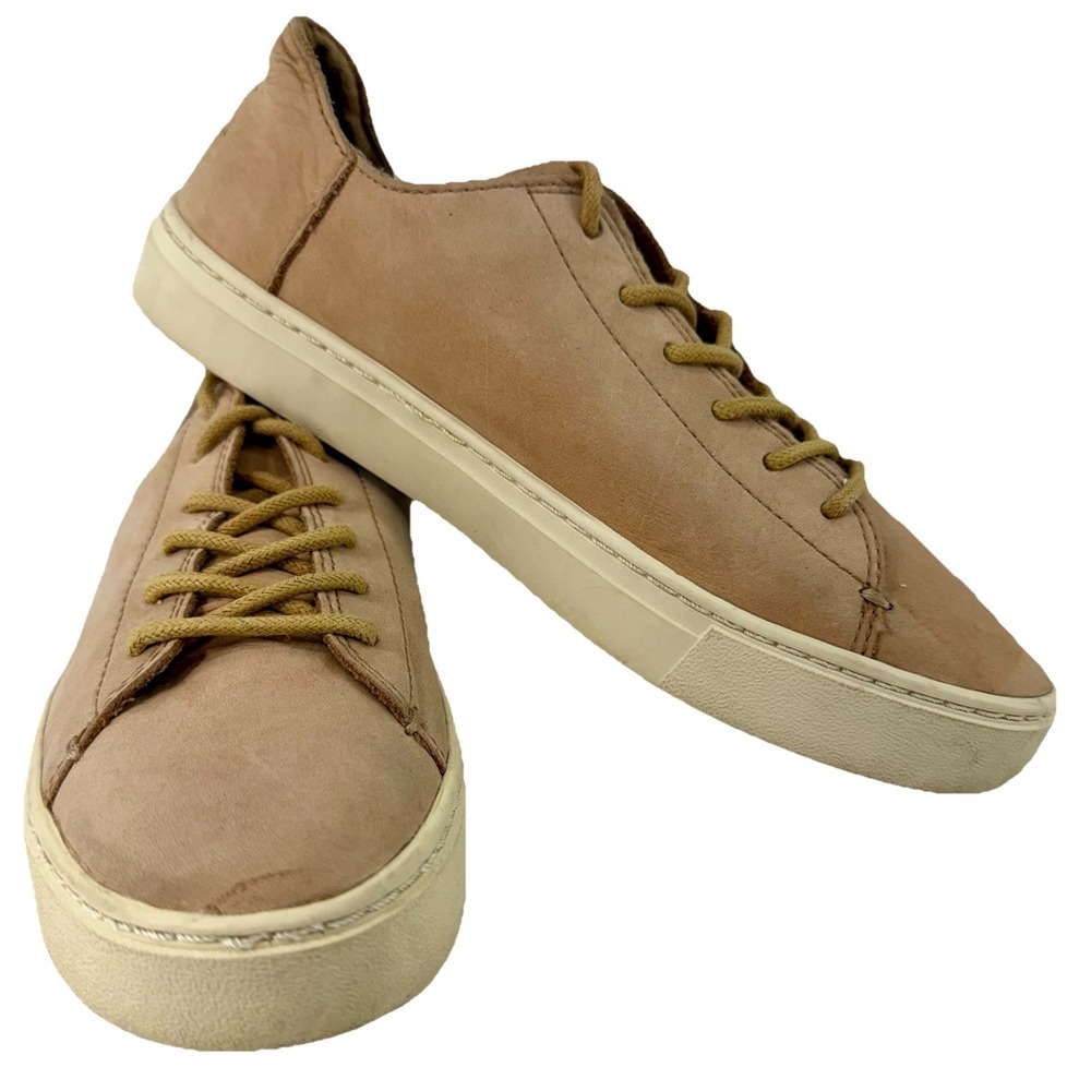 TOMS Leather Lace Up‎ Shoes Women's Size 6.5 Casual Comfort Tan Soft Leather